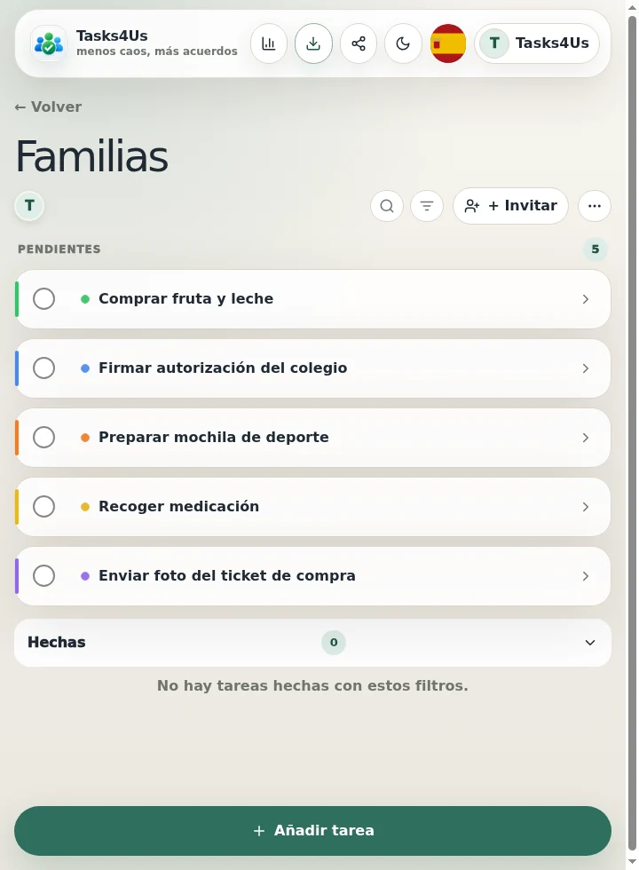 Real Tasks4Us example for Family care for an elderly person