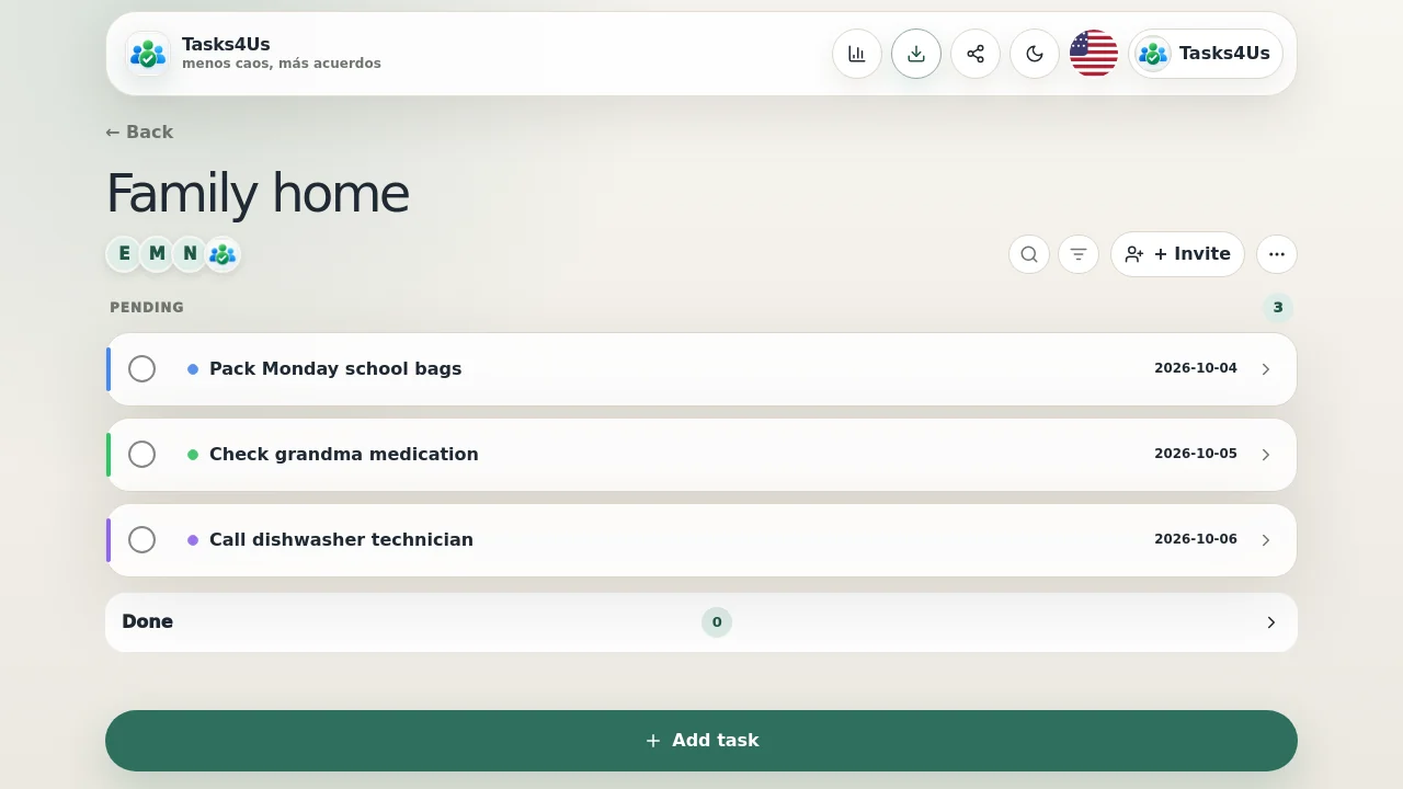 Shared home tasks in English.